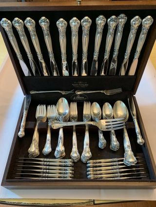 91 - Piece Sterling Silver Gorham Chantilly Flatware (12 Settings) With Wood Chest