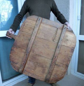 36 " Antique Primitive Rare Shape Double Splines Large Wooden Bakery Bread Board