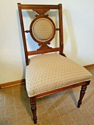 Antique Walnut Upholstered accent,  hall or desk chair - circa late1800s 12