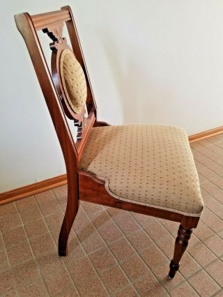 Antique Walnut Upholstered accent,  hall or desk chair - circa late1800s 2