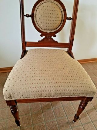 Antique Walnut Upholstered accent,  hall or desk chair - circa late1800s 9