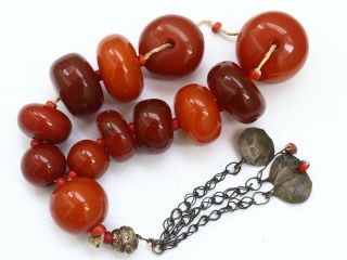 Antique Natural Ottoman Yolk Baltic Amber Rosary 19th 59gr Large Huge Grains Wow
