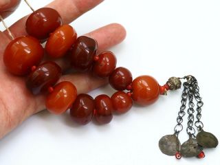 Antique Natural Ottoman Yolk Baltic Amber Rosary 19th 59gr Large Huge Grains Wow 2