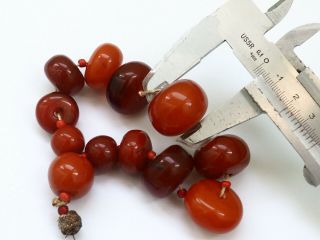 Antique Natural Ottoman Yolk Baltic Amber Rosary 19th 59gr Large Huge Grains Wow 8