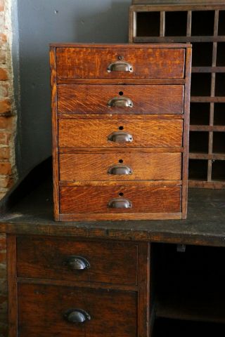 Vintage 5 Drawer Drafting Map Cabinet Industrial Cup Handles Wood Antique Old