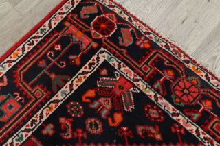 Handmade Red Vintage Geometric Hamedan Oriental 4x7 Traditional Woolen Area Rug 11