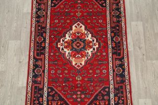 Handmade Red Vintage Geometric Hamedan Oriental 4x7 Traditional Woolen Area Rug 3