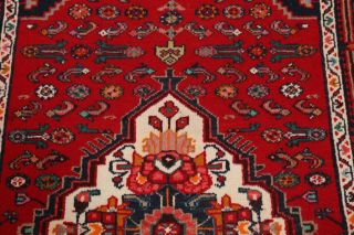 Handmade Red Vintage Geometric Hamedan Oriental 4x7 Traditional Woolen Area Rug 8