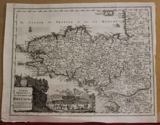 Brittany (bretagne) France 1740 Albrizzi Antique Copper Engraved Map