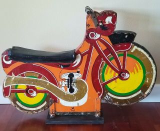 Amusement Park Rare Carousel Motorcycle Carnival Ride Folk Art Wood 1920 