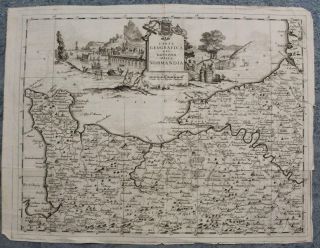 Normandy (normandie) France 1740 Albrizzi Antique Copper Engraved Map
