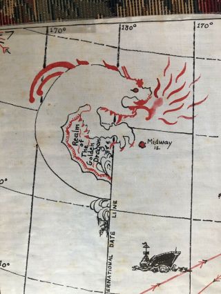 Rare Amelia Earhart Search Area Map - Hand Drawn Calligraphy - USS Lexington 1937 4