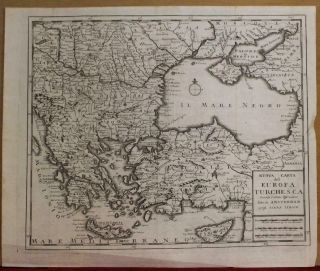 Greece Macedonia Romania Balkan Country Turkey 1740 Tirion/albrizzi Antique Map