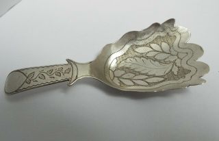 RARE DESIGN ANTIQUE GEORGIAN 1816 SOLID STERLING SILVER CADDY SPOON 11