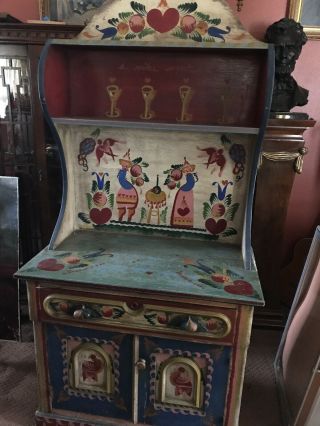 Peter Hunt Folk Art Painted Cabinet Reserved For Lori