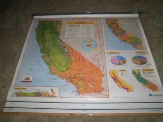 Nystrom 1c1 Pull Down California.  World/u.  S.  A School Map Home School Markable