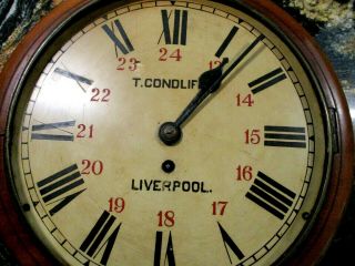 Antique English Wall School Clock Fusee Movement Runs 2