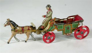 Ca1900 Tin Lithograph Penny Toy - Horse Drawn Carriage By J.  Meier Near,