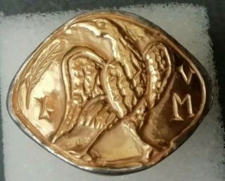 Rare Ancient Roman Silver Legionnaire Ring With Eagle Inlaid Gold 24k Unique