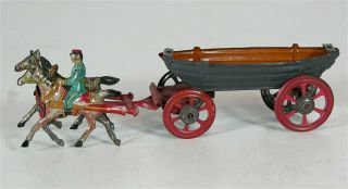 Ca1900 Tin Lithograph Penny Toy - Horse Drawn Military Surf Boat By J.  Meier