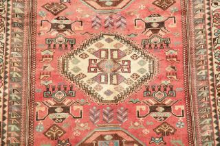 Vintage Tribal CORAL RED Geometric Area Rug Hand - Knotted Oriental Carpet 4 ' x5 ' 4
