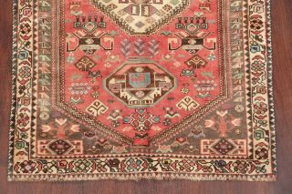 Vintage Tribal CORAL RED Geometric Area Rug Hand - Knotted Oriental Carpet 4 ' x5 ' 5