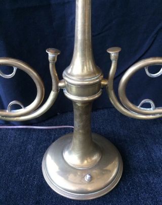 Trumpet Horns Desk Lamp 1972 Chapman Bouillotte Brass Black Metal Shade 12