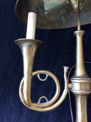 Trumpet Horns Desk Lamp 1972 Chapman Bouillotte Brass Black Metal Shade 4