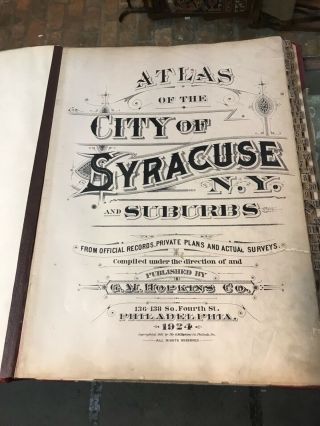 Syracuse & Suburbs Plat Atlas Gm Hopkins1924.