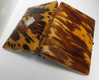 ENGLISH ANTIQUE 1870 FAUX BLOND TORTOISESHELL & SOLID SILVER CARD CASE 4