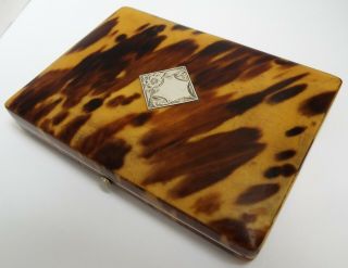 ENGLISH ANTIQUE 1870 FAUX BLOND TORTOISESHELL & SOLID SILVER CARD CASE 7
