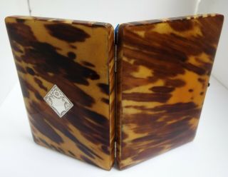 ENGLISH ANTIQUE 1870 FAUX BLOND TORTOISESHELL & SOLID SILVER CARD CASE 8