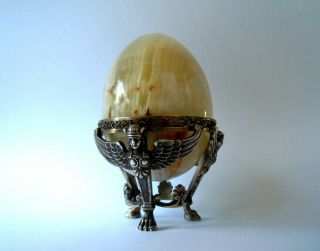 rare imperial RUSSIAN 84 Silver Easter Egg Stand Faberge design 1917 4