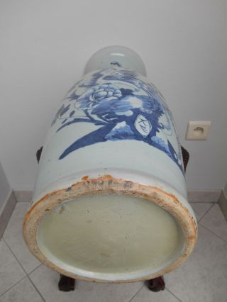 A 19th century large Chinese celadon ground vase with a decoration of birds 12