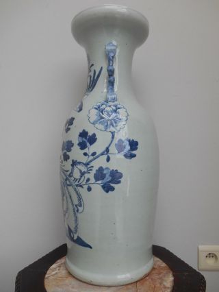 A 19th century large Chinese celadon ground vase with a decoration of birds 2