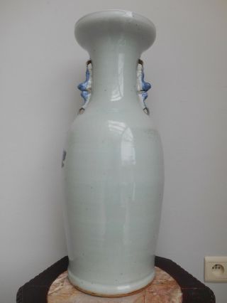 A 19th century large Chinese celadon ground vase with a decoration of birds 3