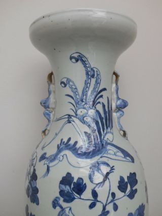 A 19th century large Chinese celadon ground vase with a decoration of birds 6