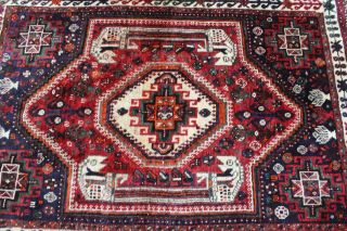 A Splendid Old Handmade Shiras Wool On Wool Oriental Rug (175 X 110 Cm)