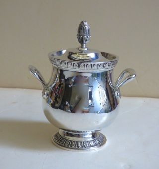 Heavily silver plated Sugar Bowl by CHRISTOFLE MALMAISON model Empire brilliant 2