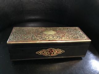 French Boulle Glove Box Faux Tortoise Shell