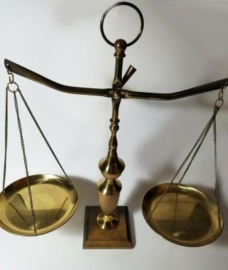 Brass Bronze Metal Wood Scale Of Justice - Lawyer 