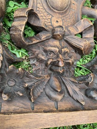 19th C R.  J.  Horner Carved Walnut Pediment W/ Winged Cherub/Winged Griffin /Satyr 5