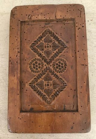 ANTIQUE Early Primitive Double Sided WOOD Stamp Cookie Baking Mold HAND CARVED 2