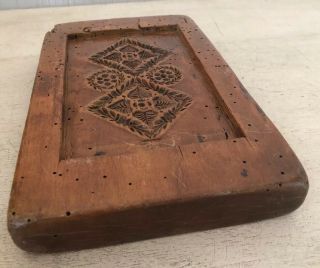 ANTIQUE Early Primitive Double Sided WOOD Stamp Cookie Baking Mold HAND CARVED 3