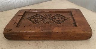 ANTIQUE Early Primitive Double Sided WOOD Stamp Cookie Baking Mold HAND CARVED 4