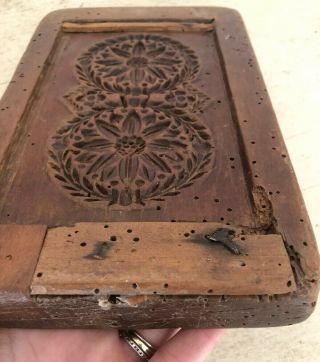ANTIQUE Early Primitive Double Sided WOOD Stamp Cookie Baking Mold HAND CARVED 5