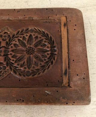 ANTIQUE Early Primitive Double Sided WOOD Stamp Cookie Baking Mold HAND CARVED 6