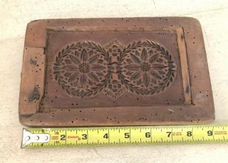 ANTIQUE Early Primitive Double Sided WOOD Stamp Cookie Baking Mold HAND CARVED 8