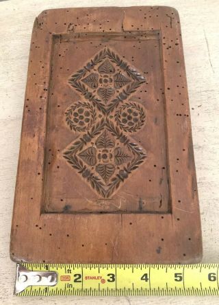 ANTIQUE Early Primitive Double Sided WOOD Stamp Cookie Baking Mold HAND CARVED 9