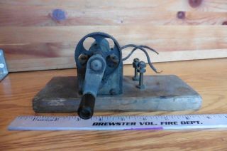 Vintage Transformer Antique Generator Hand Crank Steampunk Wood Base